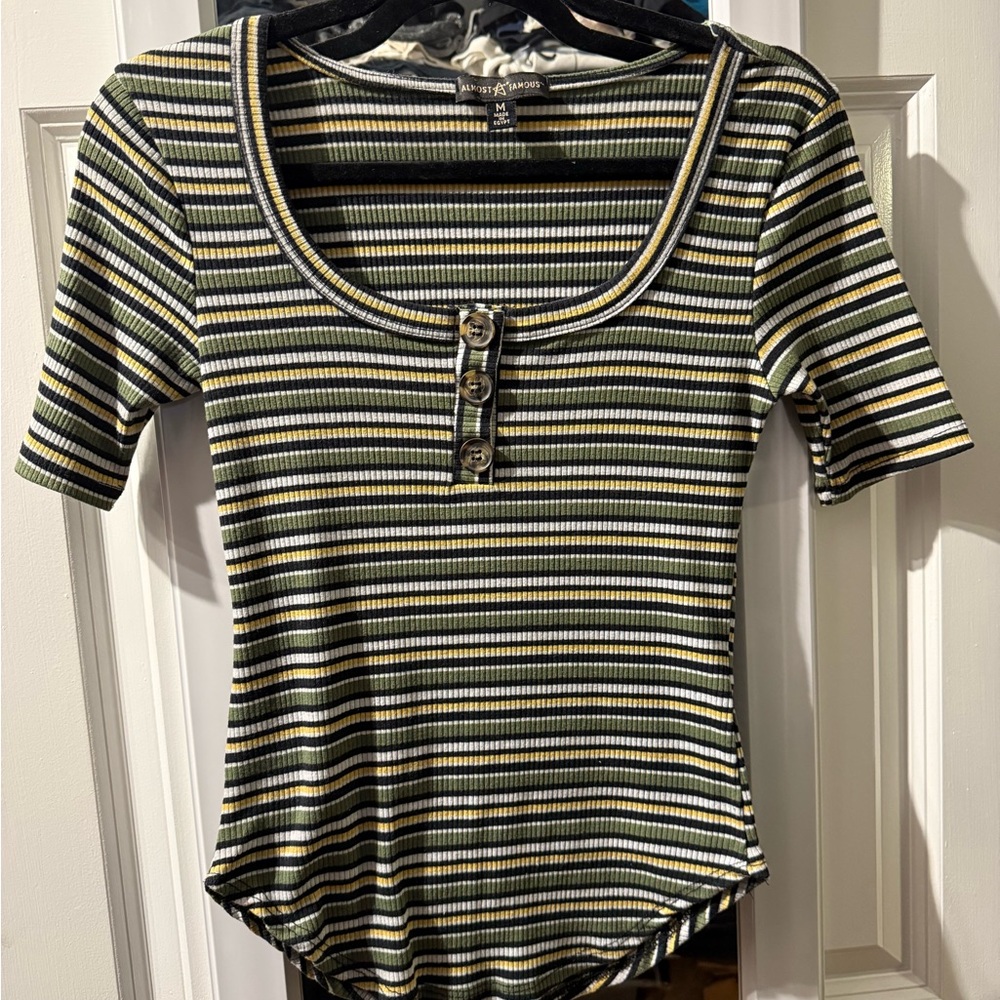 Almost Famous Black and White Striped Tee
